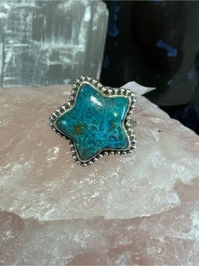 Shattuckite Sterling Silver Star Ring - Size 6